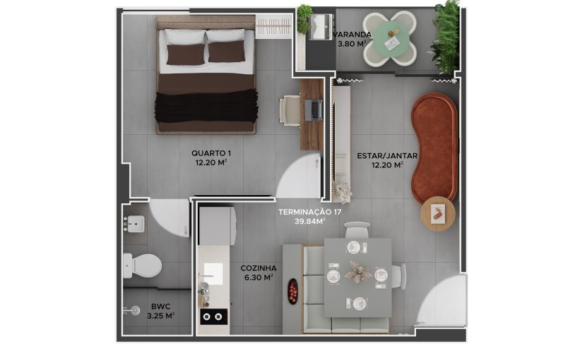 APARTAMENTO 01 QUARTO